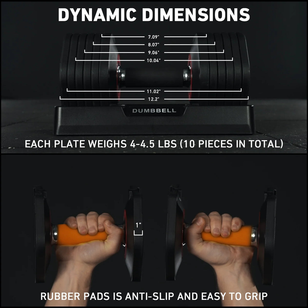 53LB(26.5LB*2) Adjustable Dumbbells Set of 2, 1-Sec Adjustable Weights Dumbbells Set, 5LB - 26.5LB 6 in 1 Free Dumbbell with Anti-Slip Texture Handle, Weight Set for Home Gym