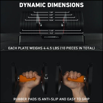 53LB(26.5LB*2) Adjustable Dumbbells Set of 2, 1-Sec Adjustable Weights Dumbbells Set, 5LB - 26.5LB 6 in 1 Free Dumbbell with Anti-Slip Texture Handle, Weight Set for Home Gym