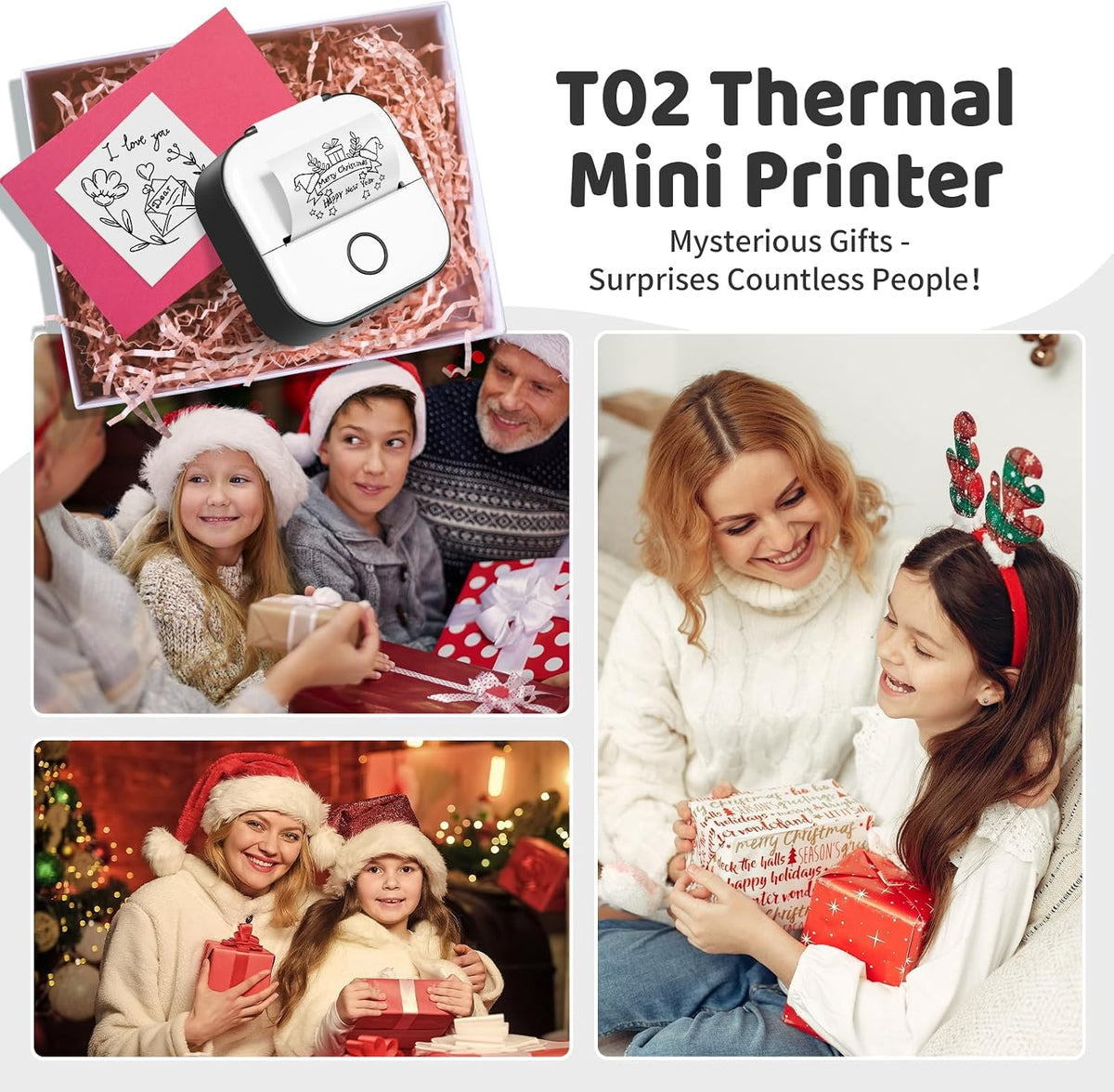 Mini Sticker Printer - New-Gen T02 Print Pods with 3 Rolls Paper
