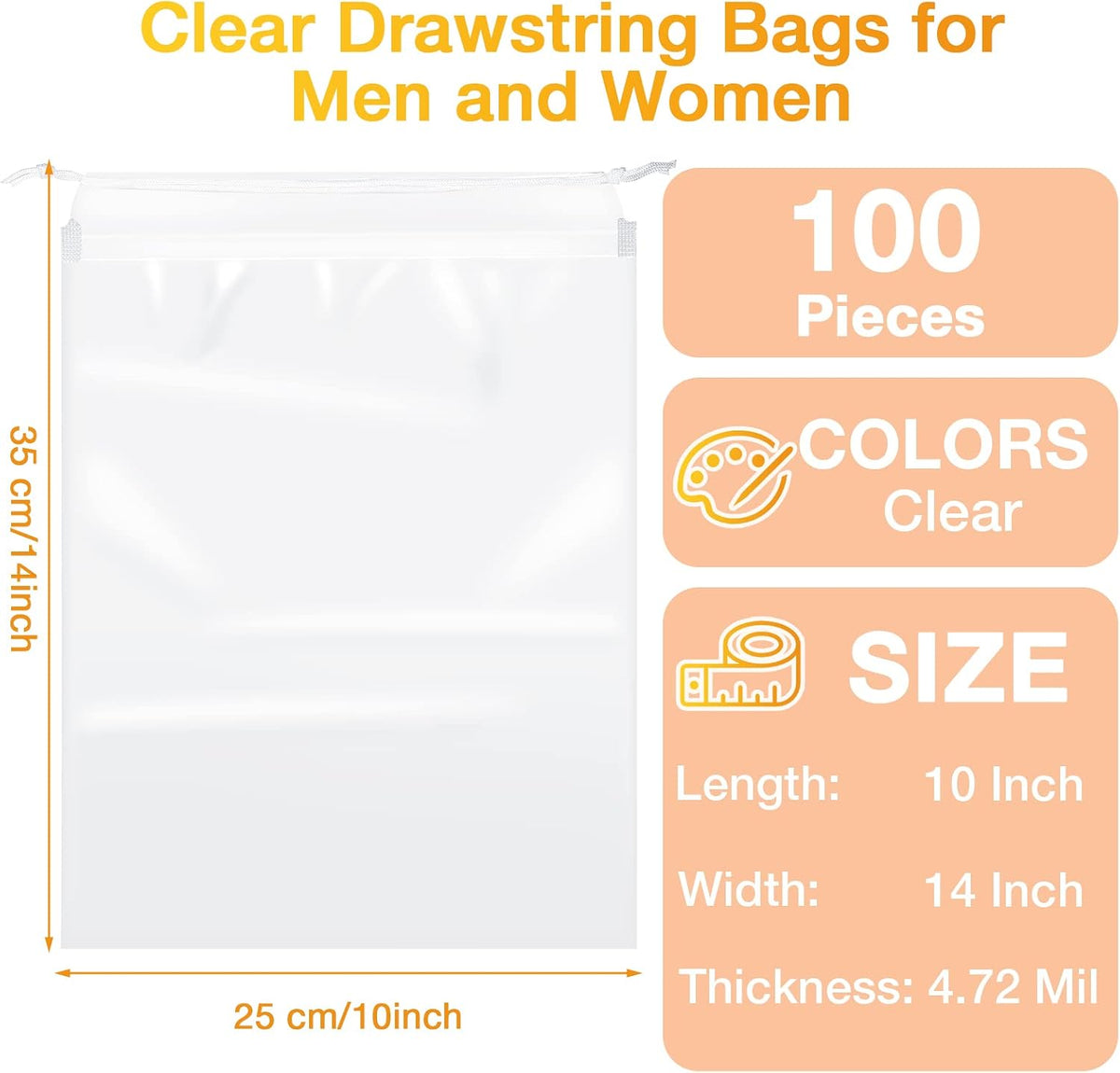 100 Packs Shoes Bags for Travel 10 X 14 Inch Large Transparent Plastic Bags