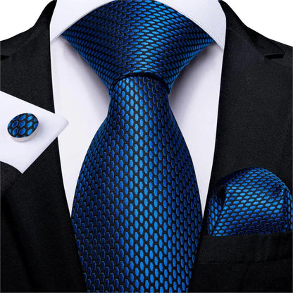 Top Navy Blue Solid Tie for Men 100% Silk Men'S Tie Hanky Cufflinks Neck Tie Suit Business Wedding Party Tie Set MJ-7140