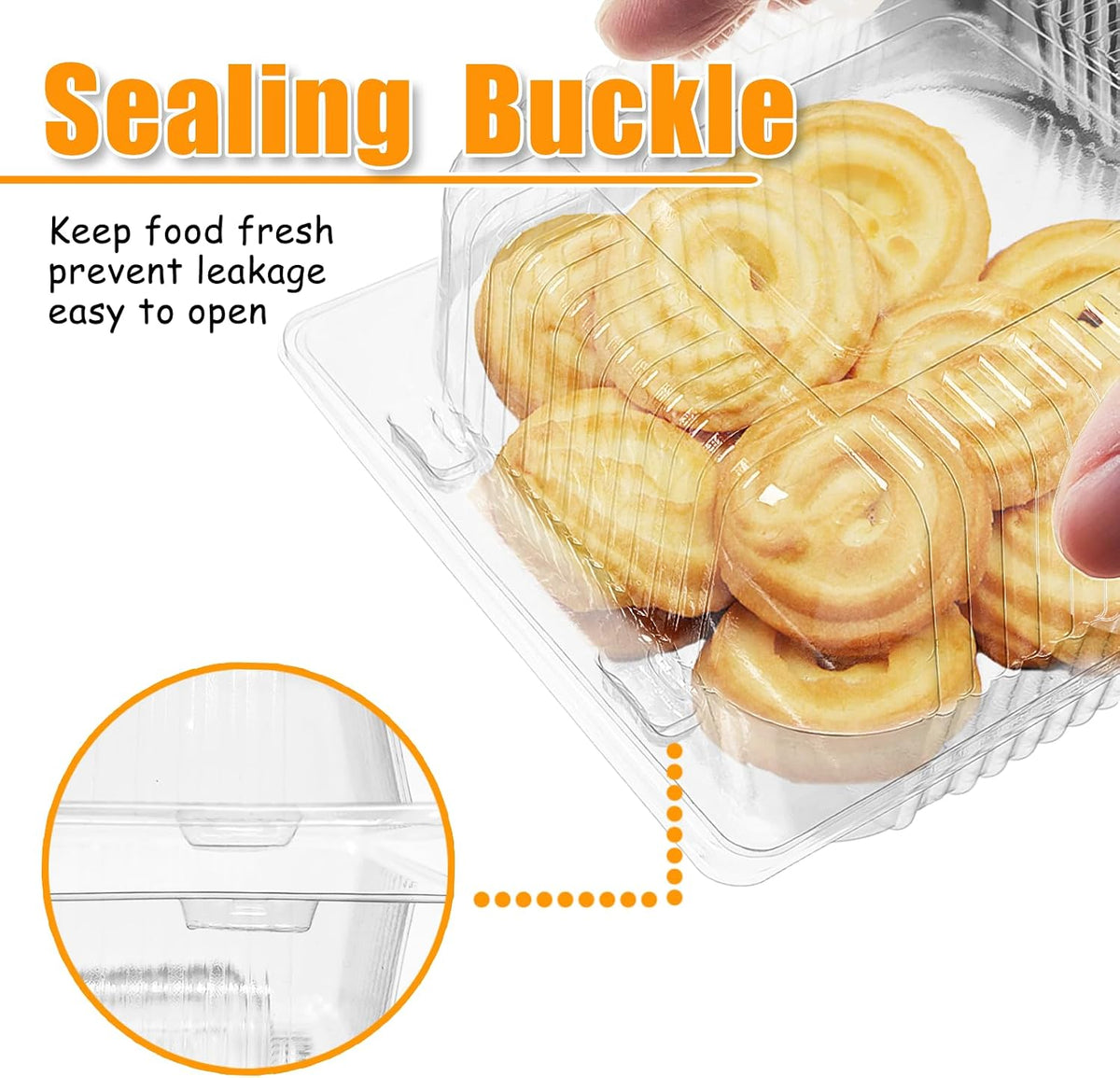 100 Pack Clear Plastic Square Hinged Food Clamshell Container,Disposable to Go Cake Slice Container,Clear Plastic Food Containers for Cookies,Desserts,Fruits,Salads,Sandwiches