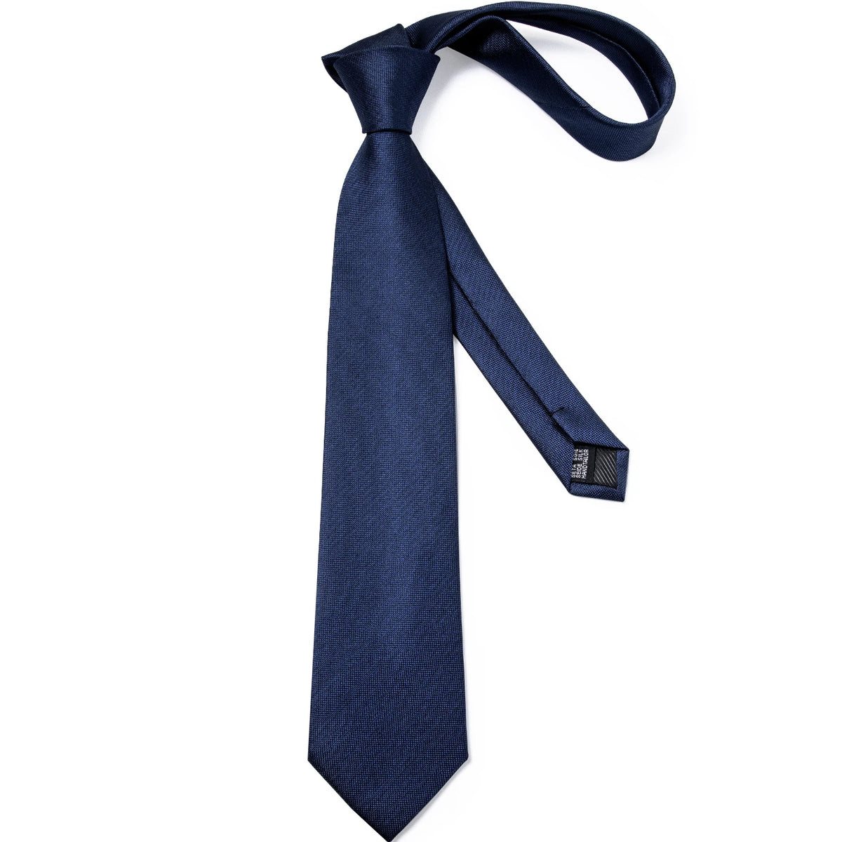 Top Navy Blue Solid Tie for Men 100% Silk Men'S Tie Hanky Cufflinks Neck Tie Suit Business Wedding Party Tie Set MJ-7140