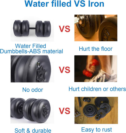 Water Filled Dumbbells Set - Water Filled Weights - Portable Travel Weights - Adjustable Dumbbells