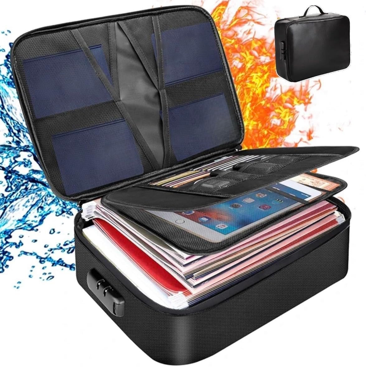 Fireproof Document Bag, Large Size with 2000F Heat Insulated Color: Black
