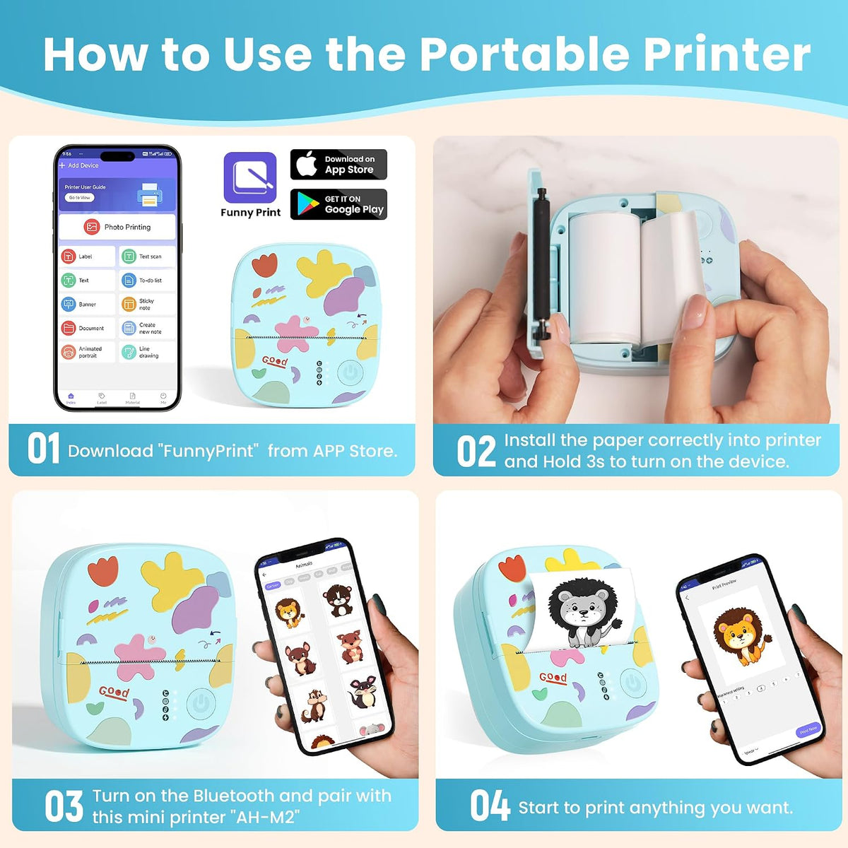 Mini Sticker Printer, AHM2 Thermal Printer Sticker Maker Machine