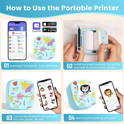Mini Sticker Printer, AHM2 Thermal Printer Sticker Maker Machine