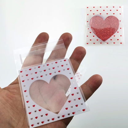200 PCS Valentine Heart Mini Cookie Bags - Self Sealing Cellophane Bags for Candy & Bakery Supplies