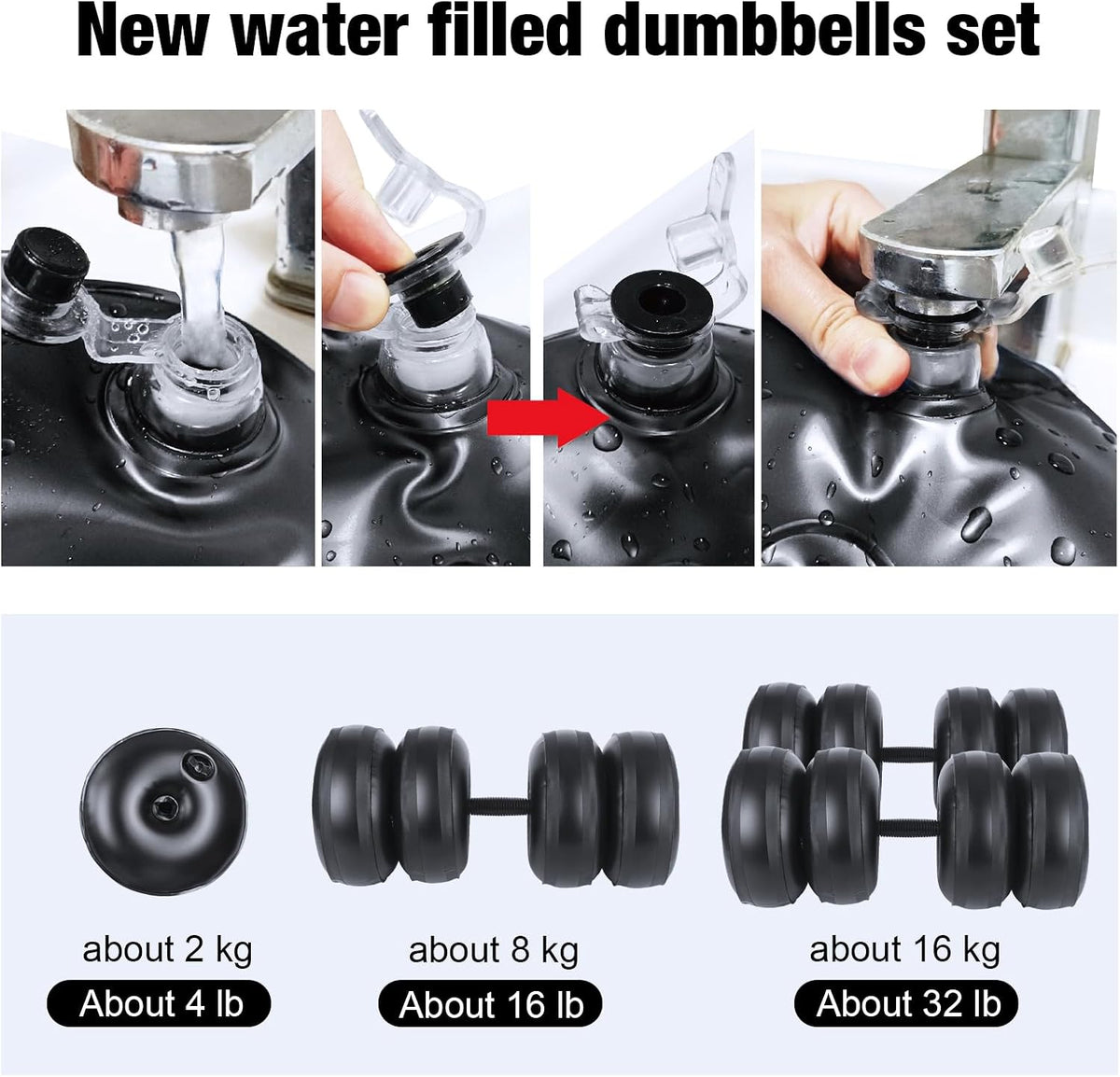 Water Filled Dumbbells Set - Water Filled Weights - Portable Travel Weights - Adjustable Dumbbells