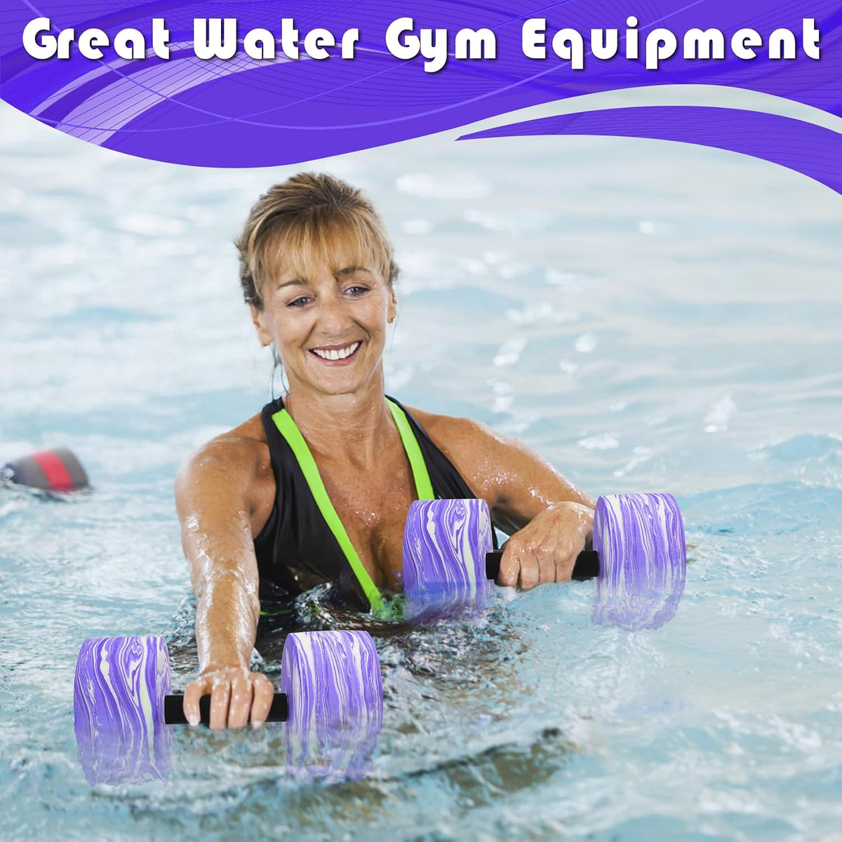 Aquatic Exercise Dumbbells, 2PCS Aqua Fitness Barbells, High-Density Eva-Foam Dumbbell Set, Pool Weights Dumbbells Set for Water Aerobics Weight Loss, Pool Fitness, Water Exercise
