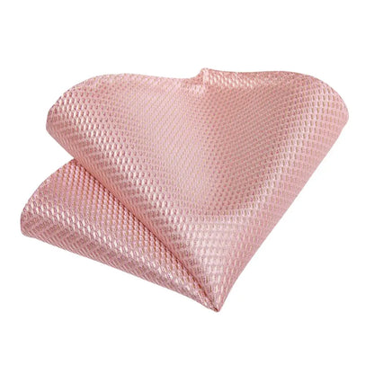 Dibangu Fashion Peach Pink Men Gifts Tie Clip Hanky Cufflinks Tie 150Cm Long Tie for Men Wedding Party Business Tie Set MJ-7195