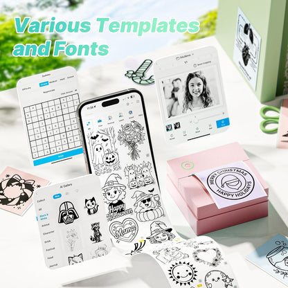 Mini Sticker Printer, PM290 Sticker Maker Machine with 3 Roll Paper