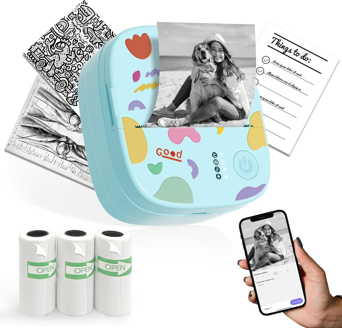 Mini Sticker Printer, AHM2 Thermal Printer Sticker Maker Machine