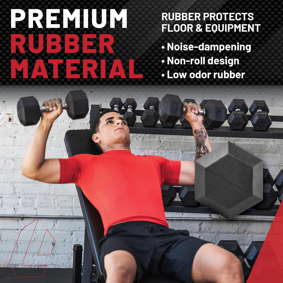 Fitness Hex Dumbbells, Rubber Wrapped Hex Dumbbells, Premium Quality, Ergonomic Knurled Handle, Dumb Bells for Exercise, Home Gym Exercise Weights