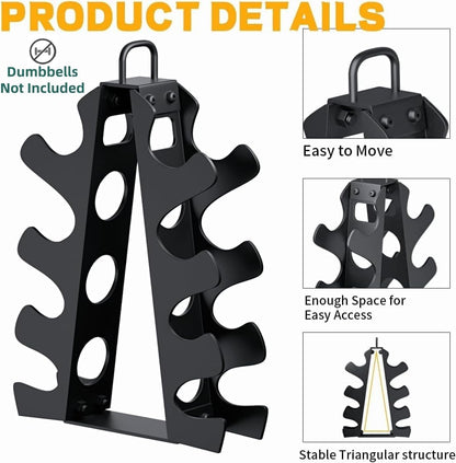 Weight Rack for Dumbbells,A-Frame Dumbbell Rack Stand Only, Alloy Steel Dumbbells Storage Rack with Handle for Home Gyms Workout (Dumbbells Not Include)