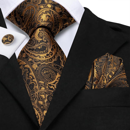 Men 63Inches Tie Set Extra Long Necktie Paisley Tie Pocket Suqare Cufflinks Big and Tall Men Tie