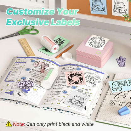 Mini Sticker Printer, PM290 Sticker Maker Machine with 3 Roll Paper