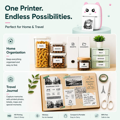 Mini Sticker Printer, Sticker Maker Machine, Bluetooth Thermal Label Maker
