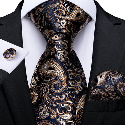 Top Navy Blue Solid Tie for Men 100% Silk Men'S Tie Hanky Cufflinks Neck Tie Suit Business Wedding Party Tie Set MJ-7140