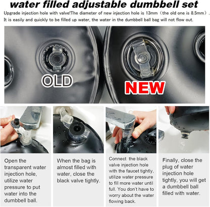 Water Filled Dumbbells Set - Water Filled Weights - Portable Travel Weights - Adjustable Dumbbells