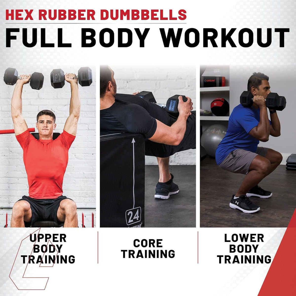 Fitness Hex Dumbbells, Rubber Wrapped Hex Dumbbells, Premium Quality, Ergonomic Knurled Handle, Dumb Bells for Exercise, Home Gym Exercise Weights