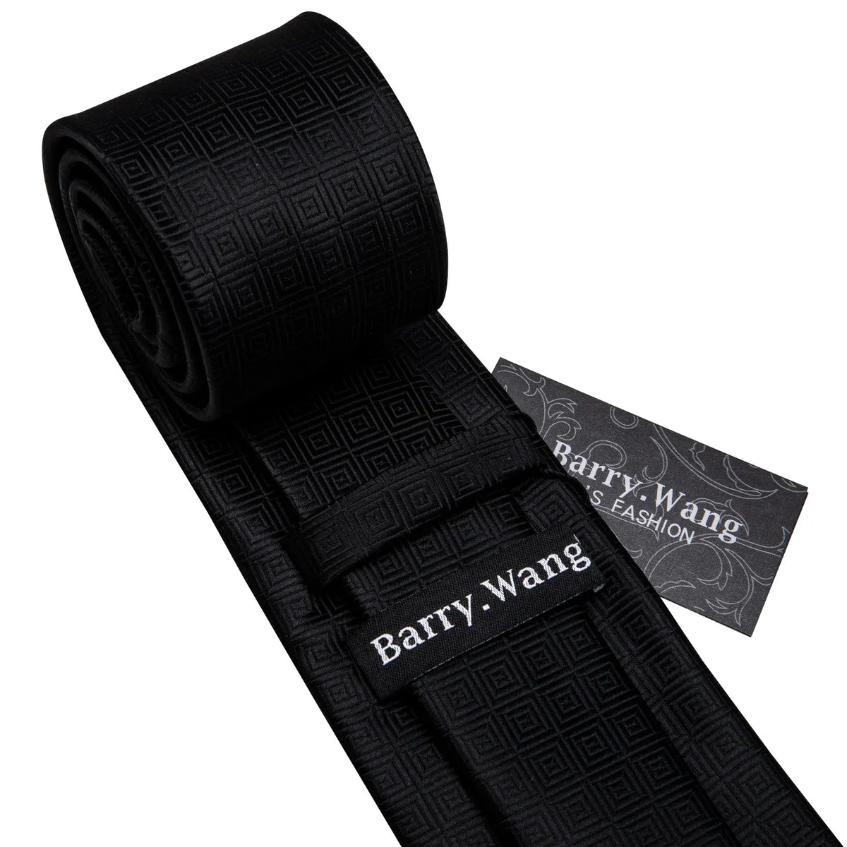 Black Geometric Tie Tie for Men Wedding Tie Party Necktie Handkerchief Cravat  Fashion Designer Tie Set LS-5225