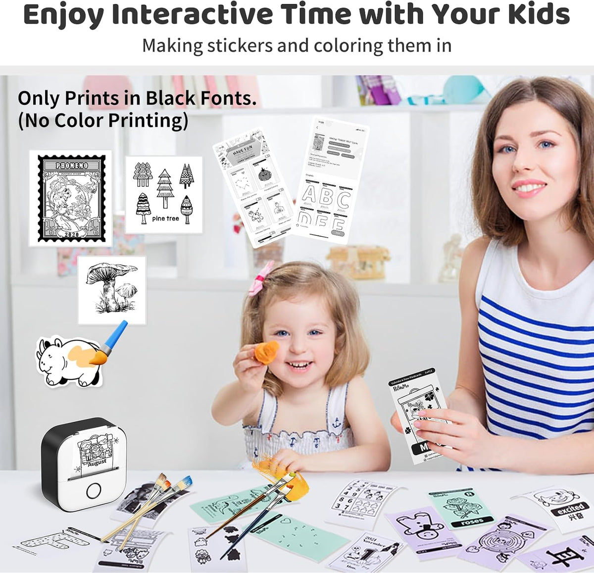 Mini Sticker Printer - New-Gen T02 Print Pods with 3 Rolls Paper