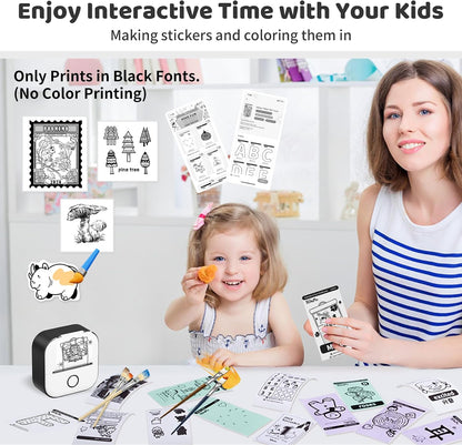 Mini Sticker Printer - New-Gen T02 Print Pods with 3 Rolls Paper