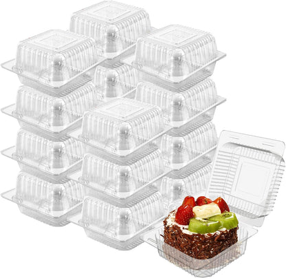 Cake Slice Containers,200Pc Square Plastic Hinged Food Container