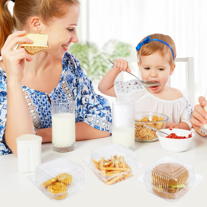 Cake Slice Containers,200Pc Square Plastic Hinged Food Container
