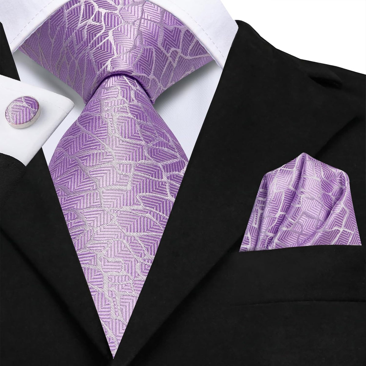 Men 63Inches Tie Set Extra Long Necktie Paisley Tie Pocket Suqare Cufflinks Big and Tall Men Tie