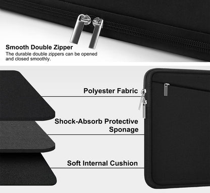 15 Inch Laptop Sleeve, Durable Computer Carrying Bag Protective Case Cover Briefcase Handbag with Front Pocket, Slim Laptop Case Cover for 15.4 Inch HP, Dell, Lenovo, Asus, Notebook, Black