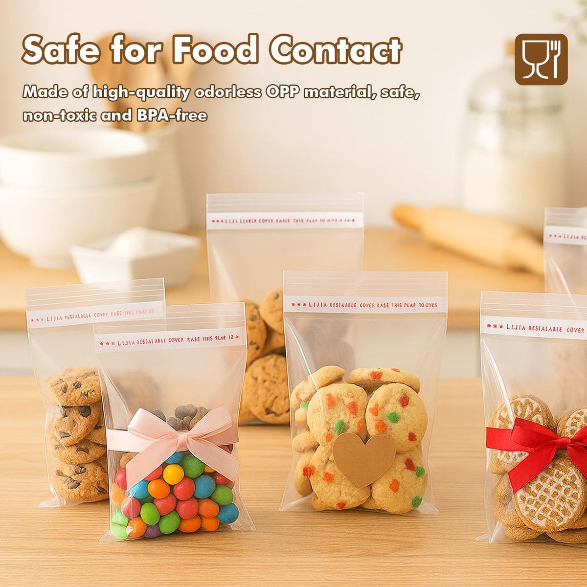 200 Ct 9” X 12” Clear Cello Cellophane Bags Self Sealing and Releasable Food Safe for Shirts, Gift, Cookies, Candies 1.6 Mil, Bulk