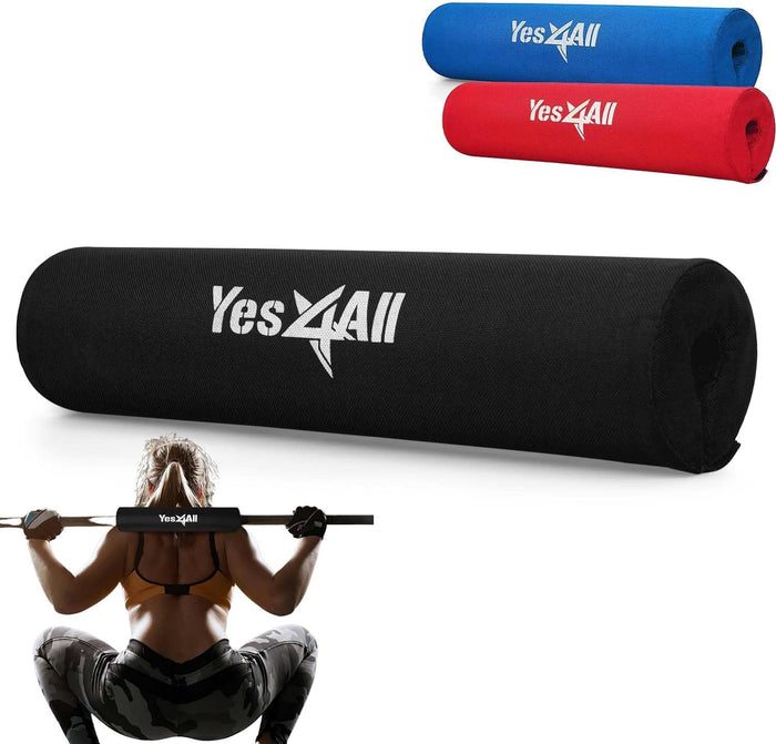 Yes4All Ergonomic Foam Bar Pad, Olympic Barbell Squat & Neck Pad for Squats, Hip Thrusts & Weight Lifting Bar