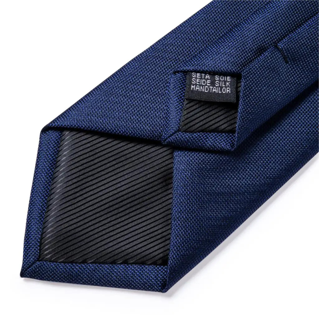 Top Navy Blue Solid Tie for Men 100% Silk Men'S Tie Hanky Cufflinks Neck Tie Suit Business Wedding Party Tie Set MJ-7140
