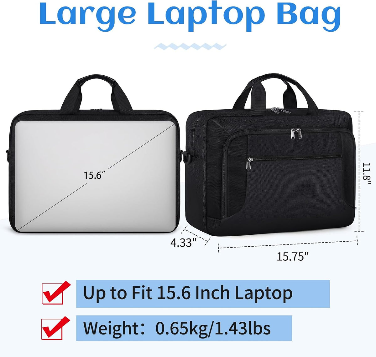 Laptop Bag 15.6 Inch Laptop Briefcase for Men Work Laptop Case Computer Bag