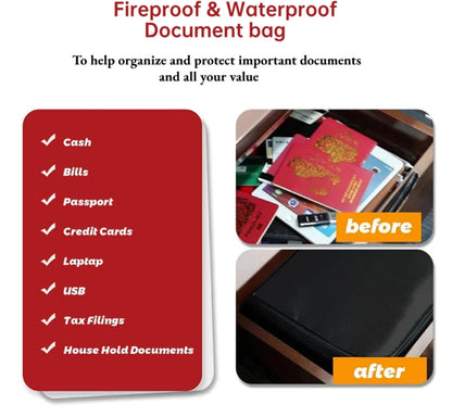 Fireproof Document Bag, Large Size with 2000F Heat Insulated Color: Black