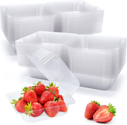 100 Pack Clear Plastic Take Out Container,Square Hinged Food Container,Dessert Clamshell Containers with Lids for Hamburgers,Cakes,Sandwiches,Pasta,Chips