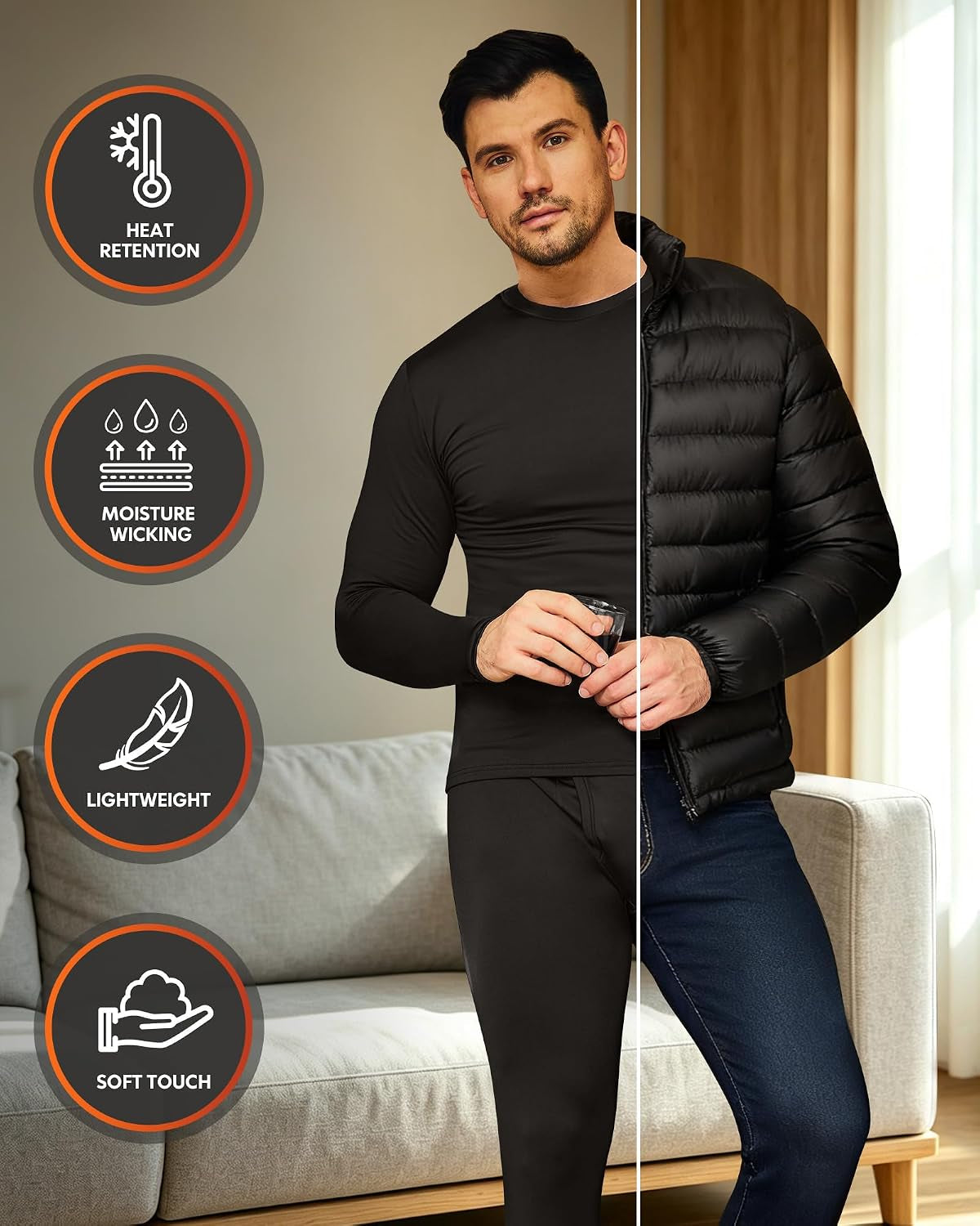 2 or 3 Sets Thermal Underwear for Men Long Johns Base Layer Cold Weather