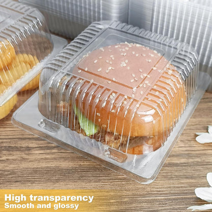 Cake Slice Containers,200Pc Square Plastic Hinged Food Container