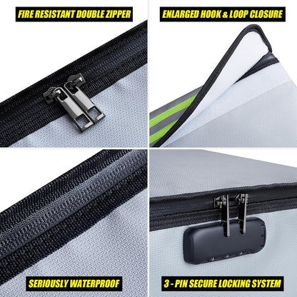 Large Fireproof Document Bag, 24X12X12'' Waterproof Safe Bag, Large Capacity Document Storage Box with Reflective Strips, Firesafe Box for File,Cash,Passport,Keys