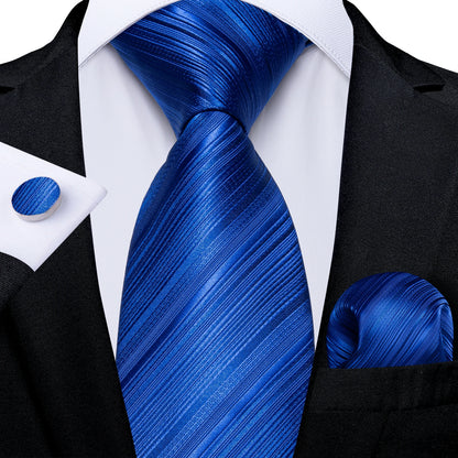 Top Navy Blue Solid Tie for Men 100% Silk Men'S Tie Hanky Cufflinks Neck Tie Suit Business Wedding Party Tie Set MJ-7140