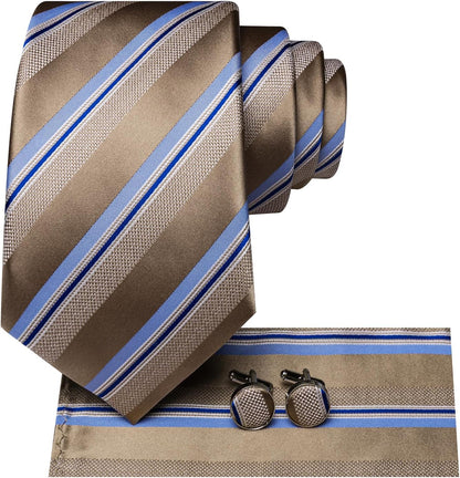 Men 63Inches Tie Set Extra Long Necktie Paisley Tie Pocket Suqare Cufflinks Big and Tall Men Tie