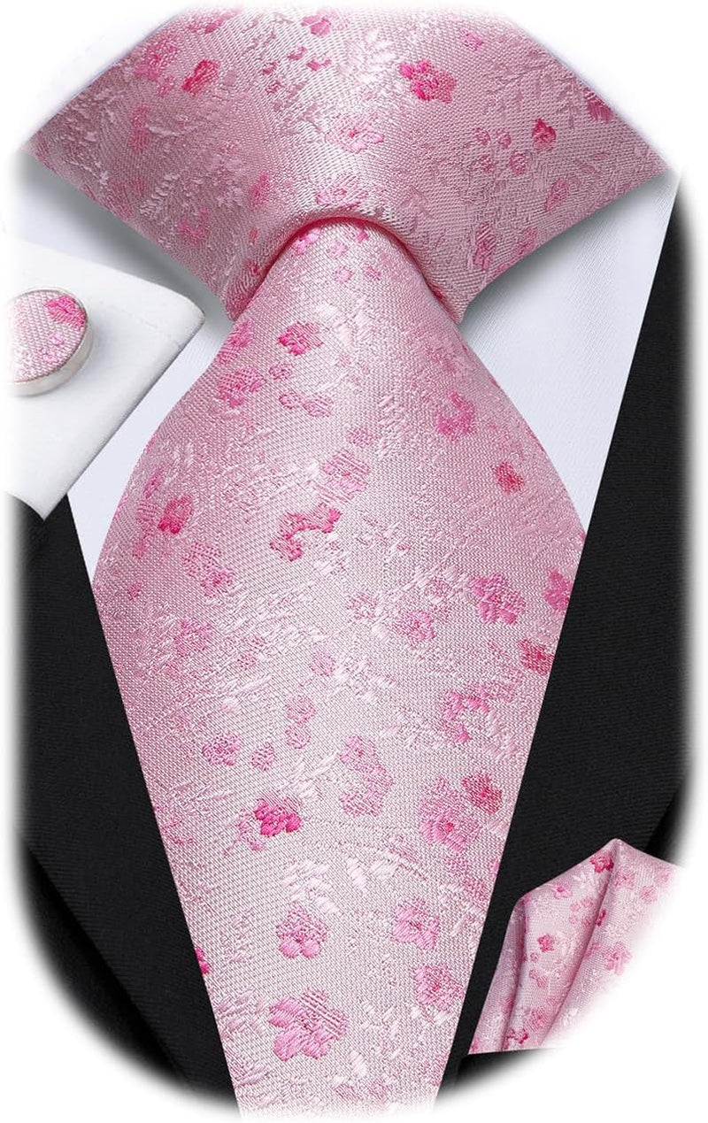 Men 63Inches Tie Set Extra Long Necktie Paisley Tie Pocket Suqare Cufflinks Big and Tall Men Tie