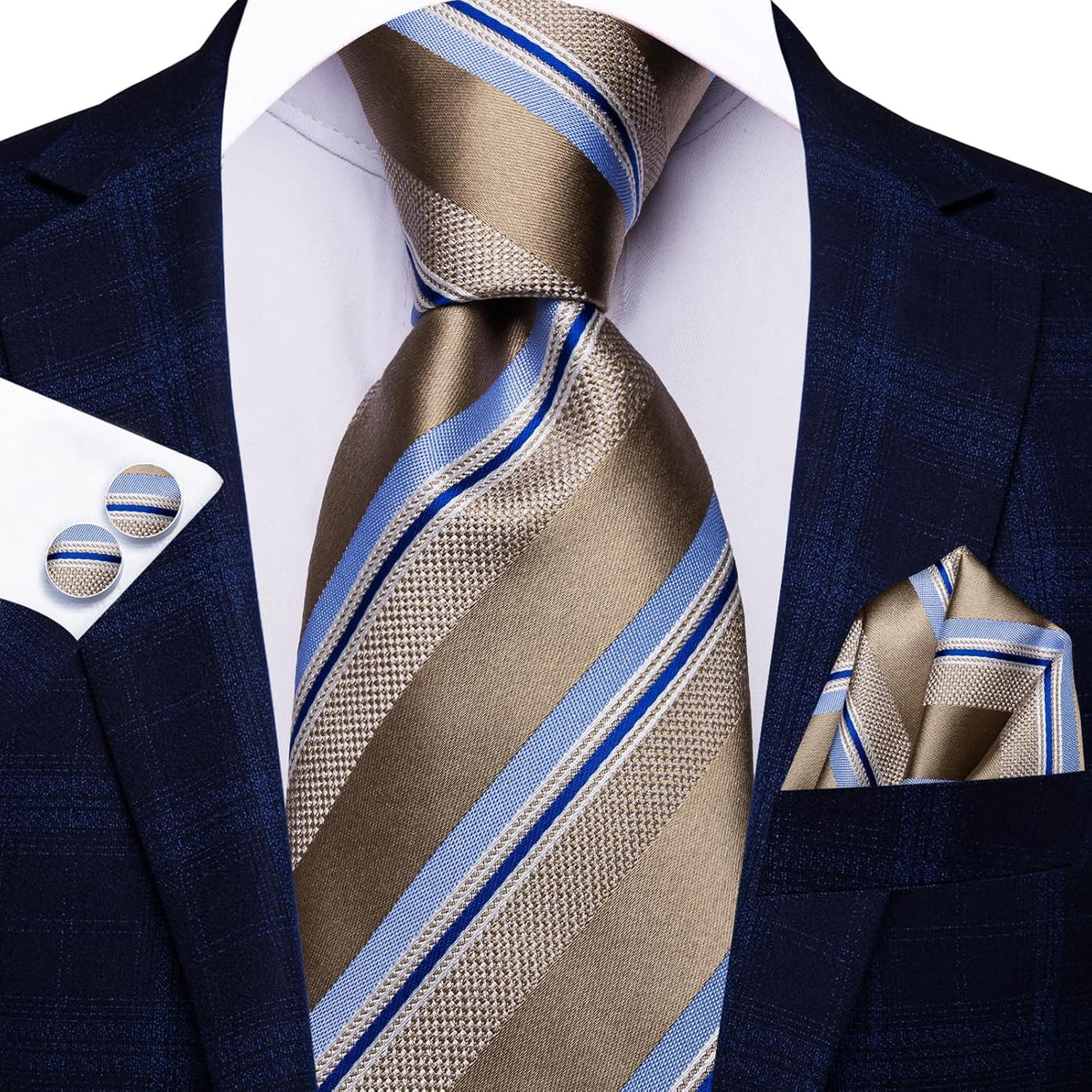 Men 63Inches Tie Set Extra Long Necktie Paisley Tie Pocket Suqare Cufflinks Big and Tall Men Tie