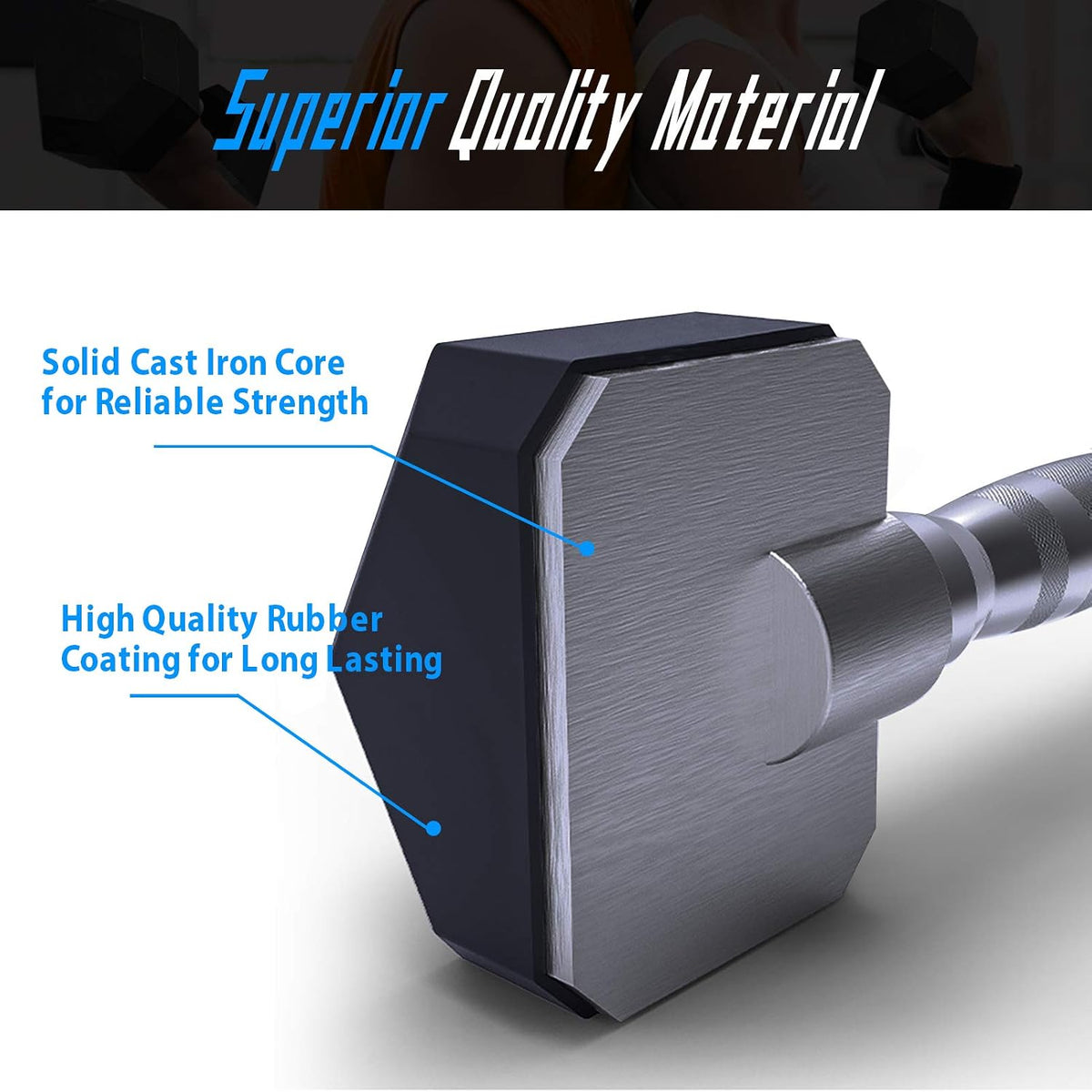 Hex Dumbbells Free Weights Set with Metal Handles Rubber Encased Solid Cast Iron Hex Dumbbell in Pair, 5 LBS