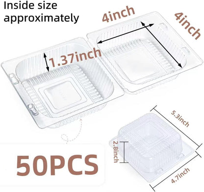 50 Pcs Heavy Duty Plastic Clear Clamshell Food Containers with Lids