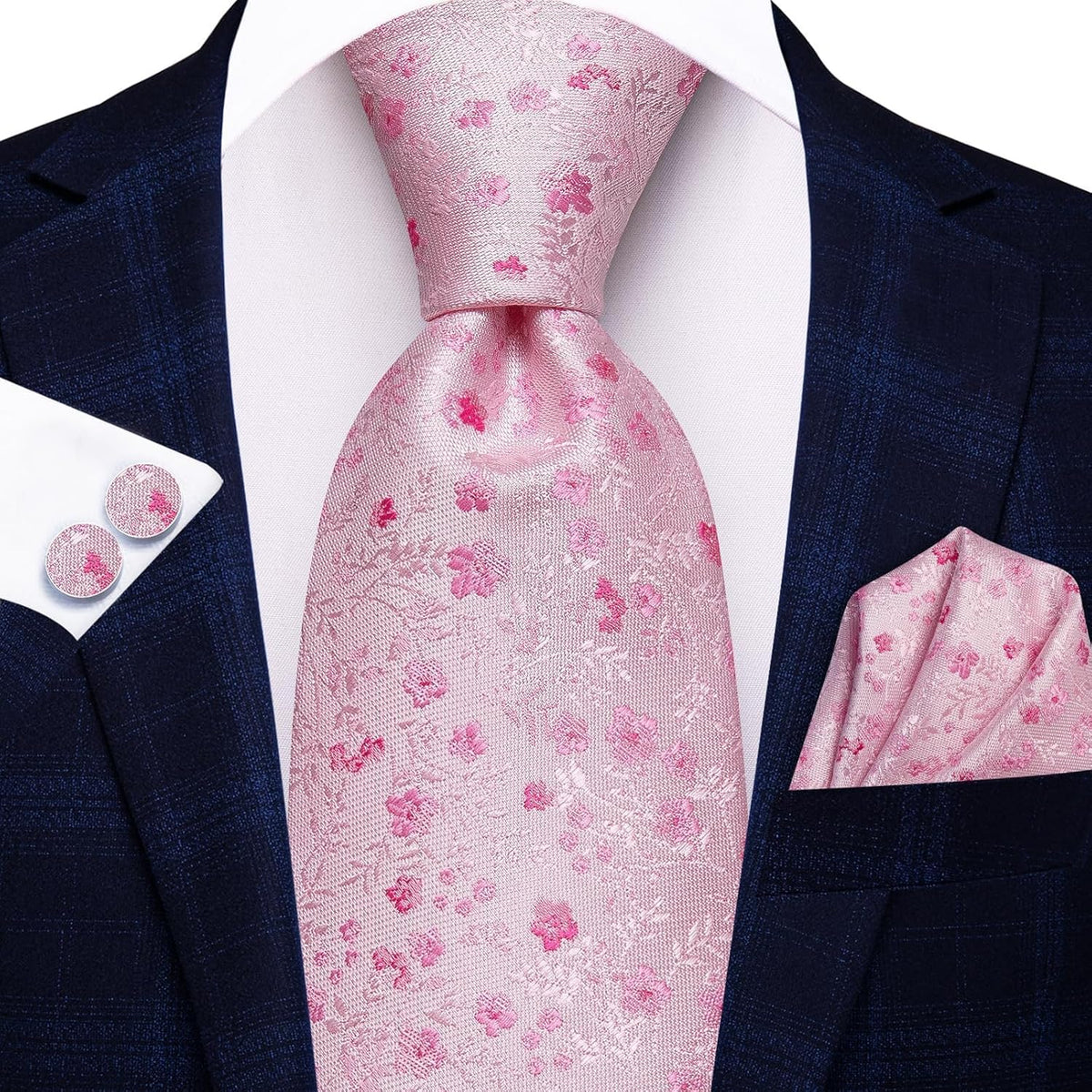 Men 63Inches Tie Set Extra Long Necktie Paisley Tie Pocket Suqare Cufflinks Big and Tall Men Tie