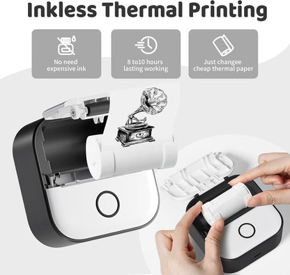 Mini Sticker Printer - New-Gen T02 Print Pods with 3 Rolls Paper
