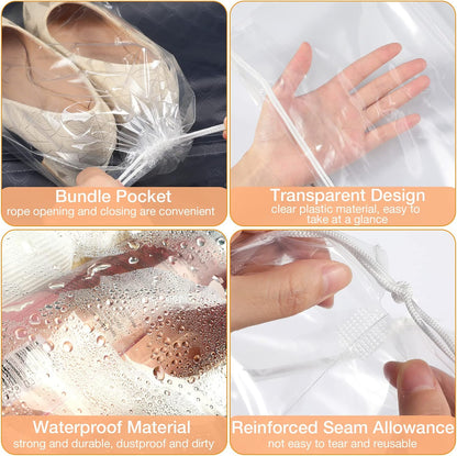 100 Packs Shoes Bags for Travel 10 X 14 Inch Large Transparent Plastic Bags
